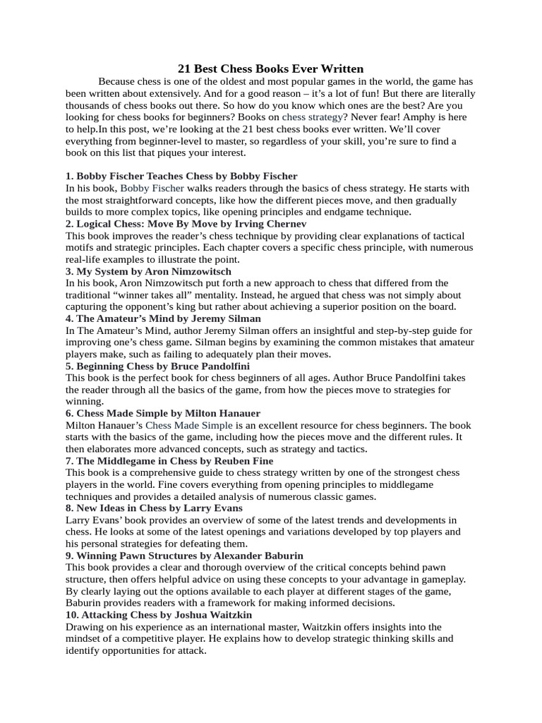 21 best chess books ever written pdf chess chess strategy