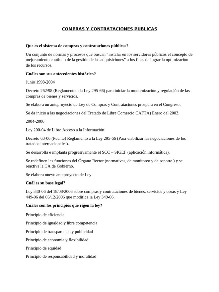 Compras y Contrataciones Publicas-Preguntas | PDF | Gobierno