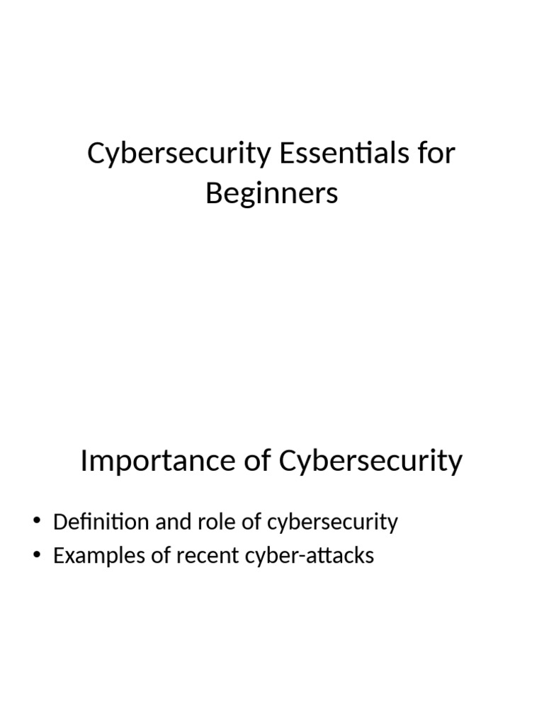 Cybersecurity Essentials For Beginners | PDF