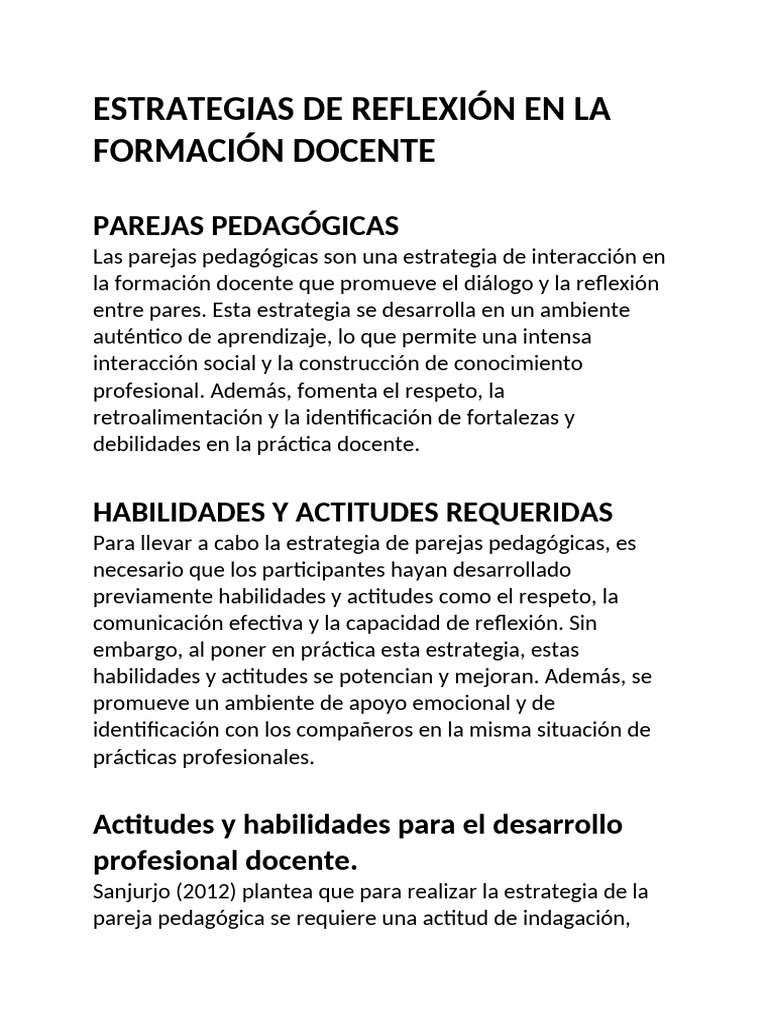 ESTRATEGIAS DE REFLEXIÓN EN LA FORMACIÓN DOCENTE (2) | PDF | Enseñando ...