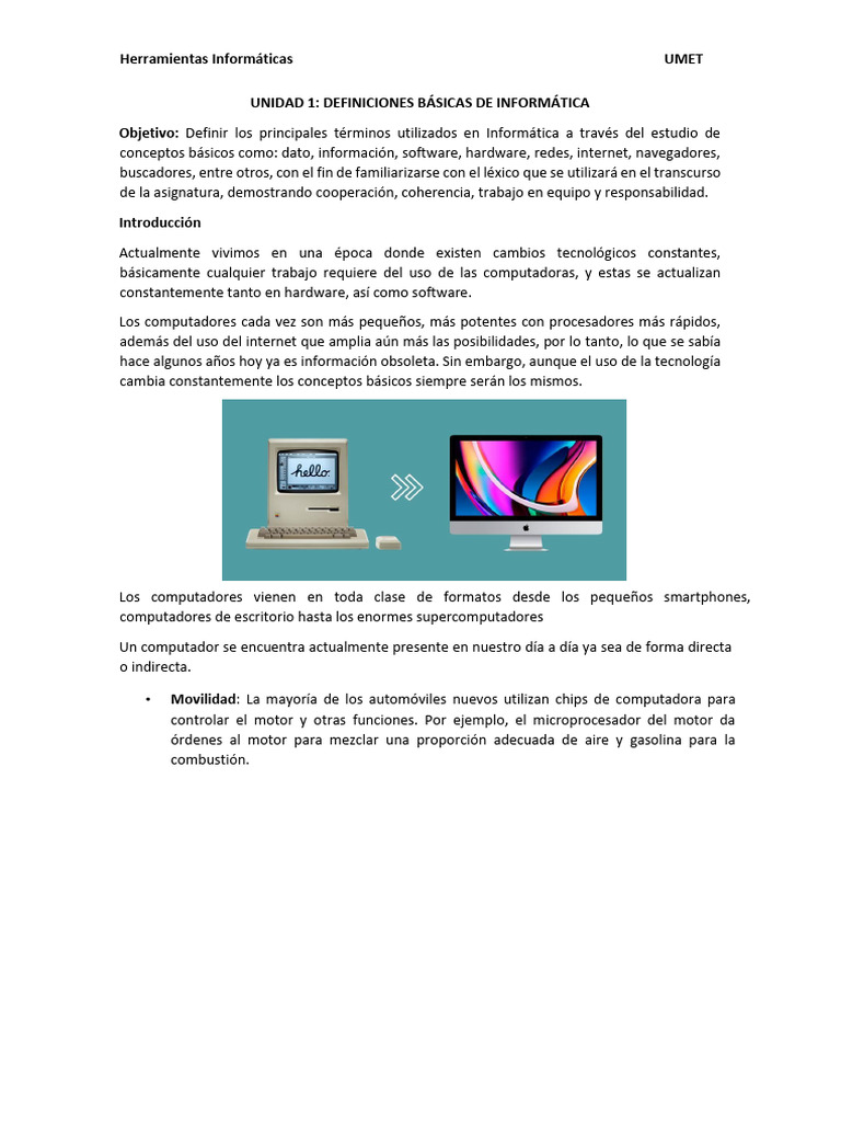 UNIDAD 1 - Conceptos Básicos | PDF | Hardware de la computadora | Red ...