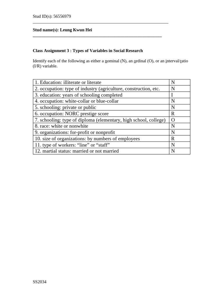 Social Research Variable Types | PDF