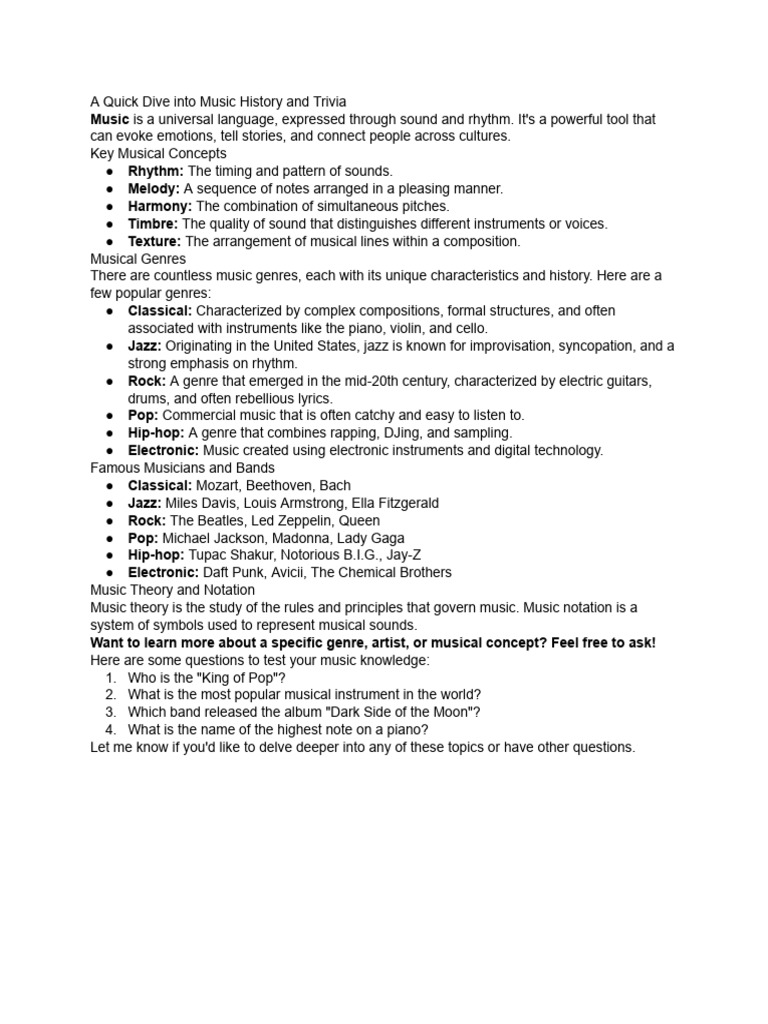 Overview of Music History and Concepts | PDF