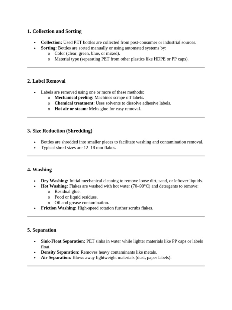 PET Flakes Recycling Process Overview | PDF | Adhesive | Industrial ...