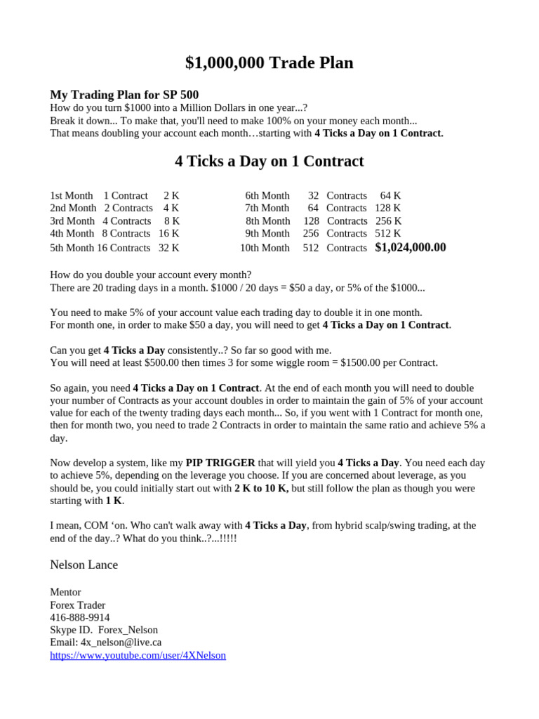 $1,000,000 Trade Plan2 | PDF