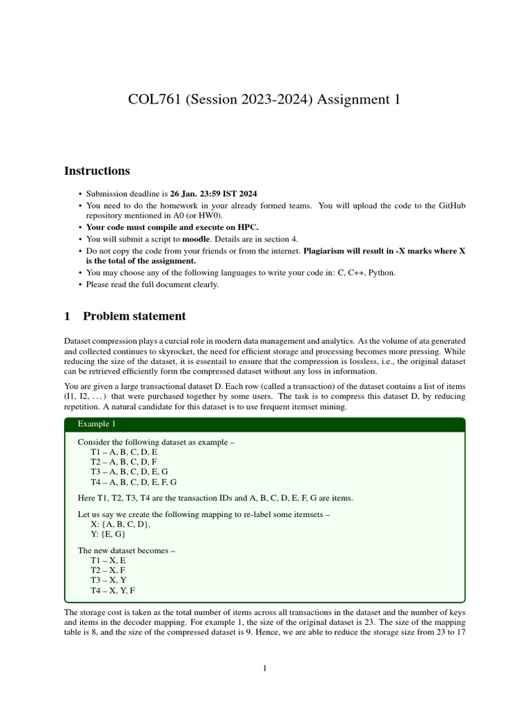 A1_COL761 | PDF | Data Compression | Computer Data