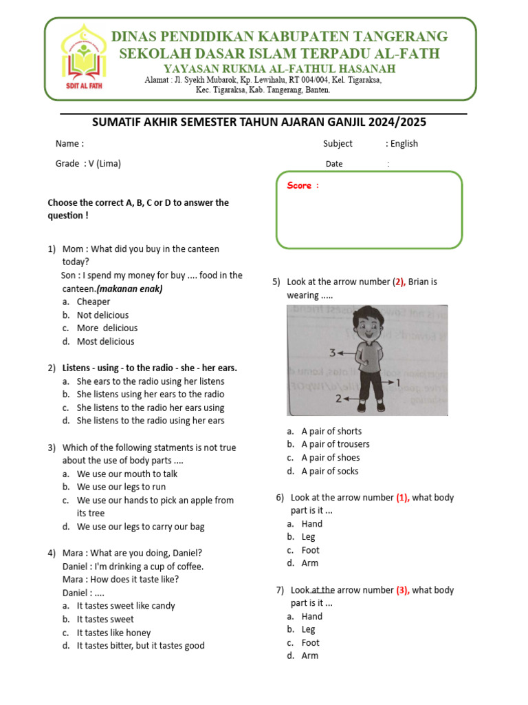 PDF English Grade 5 SAS | PDF