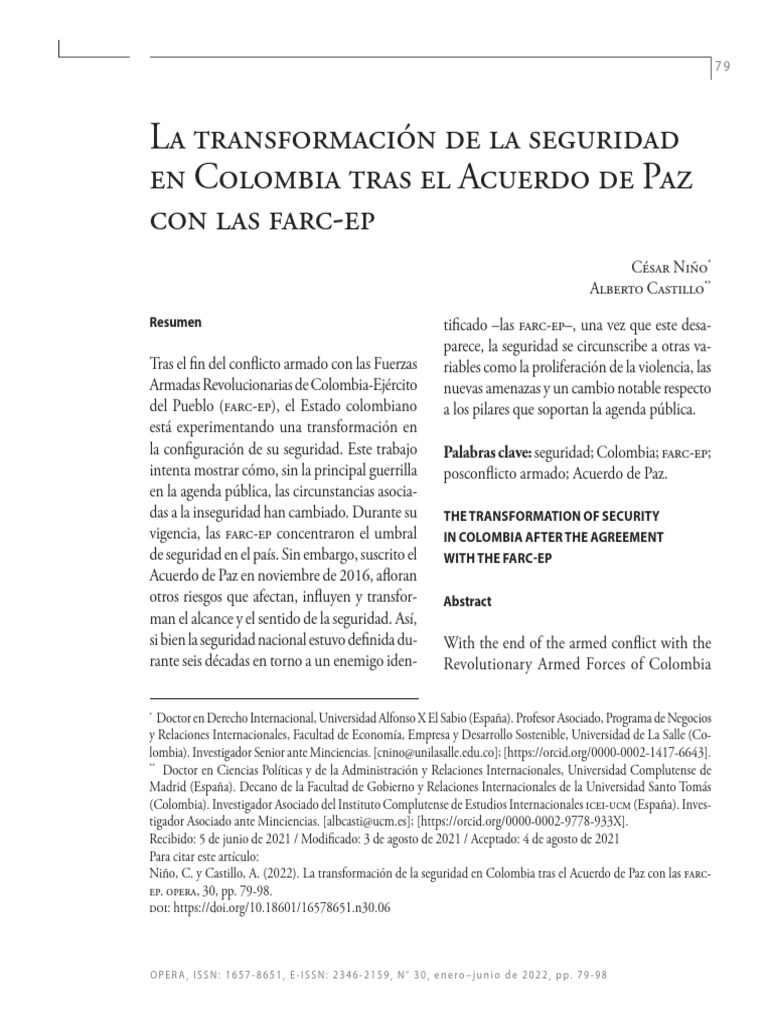 Seguridad en Colombia tras el Acuerdo de Paz | PDF | Colombia | Estado ...
