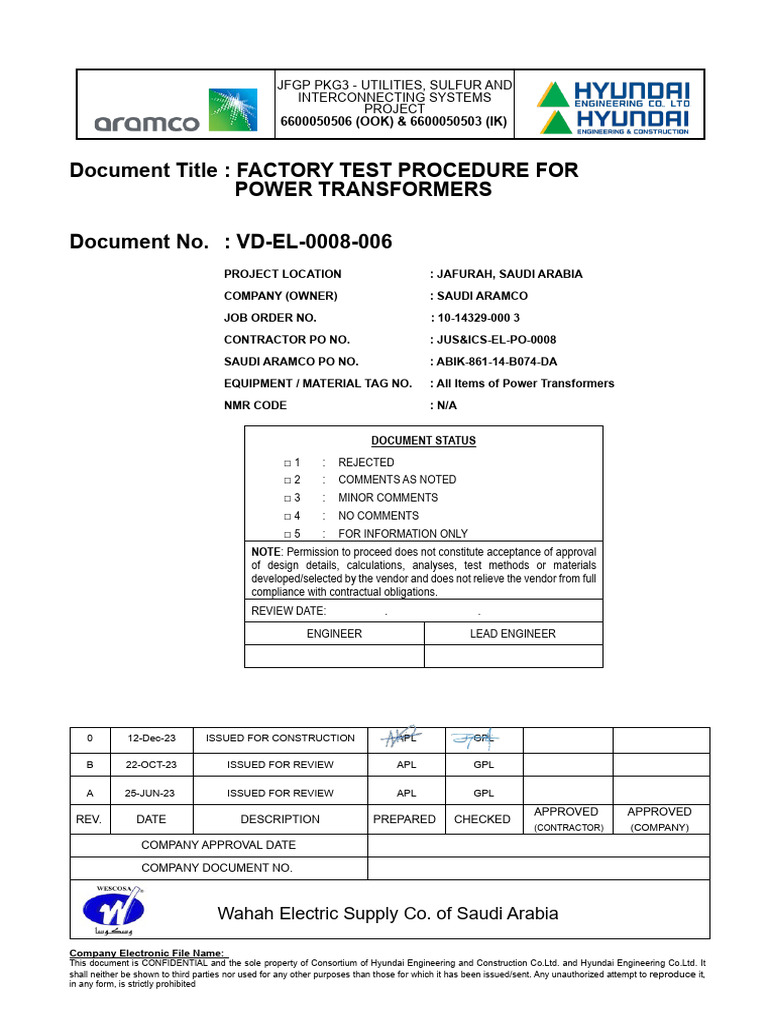 Factory Test Procedure for Power Transformers | PDF | Justice | Crime ...