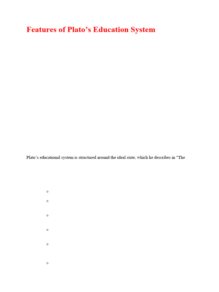 Features of Plato's Education System | PDF | Plato | Soul