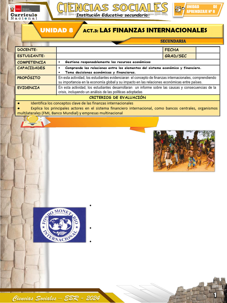 Ficha de Actividad CCSS 5° - Semana 3-3 | PDF | Fondo Monetario ...