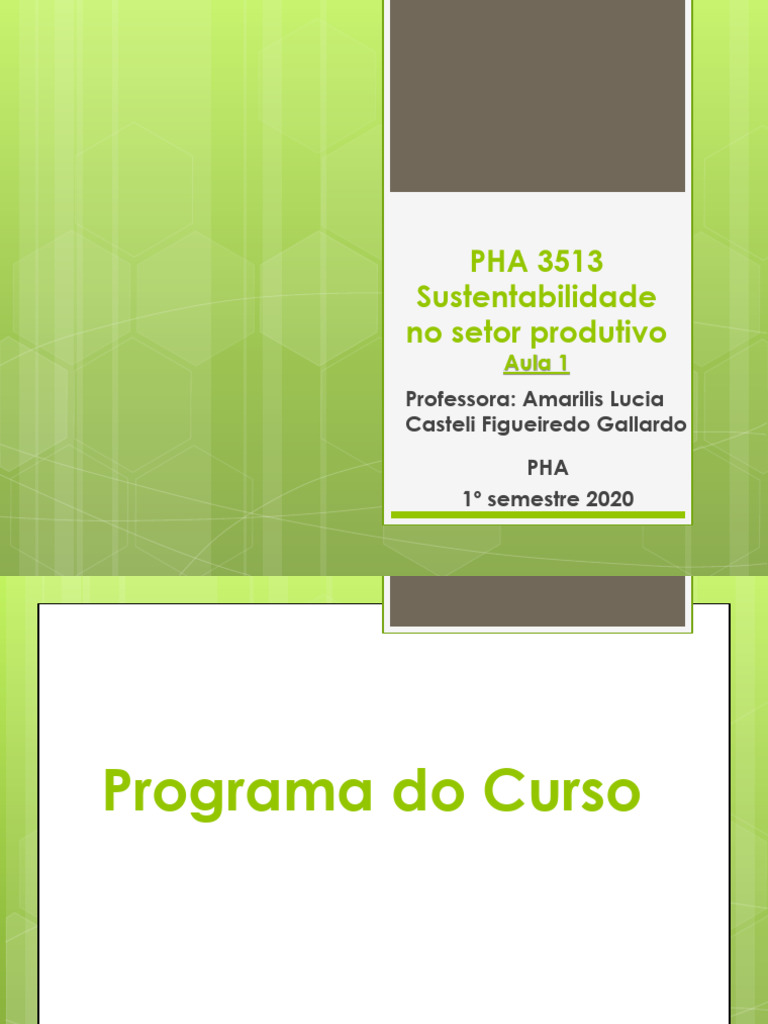 Sustentabilidade no Setor Produtivo: Curso PHA 3513 | PDF ...