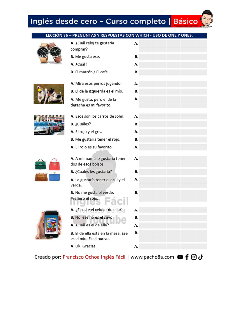 Lección 36 - Which One y Ones | PDF