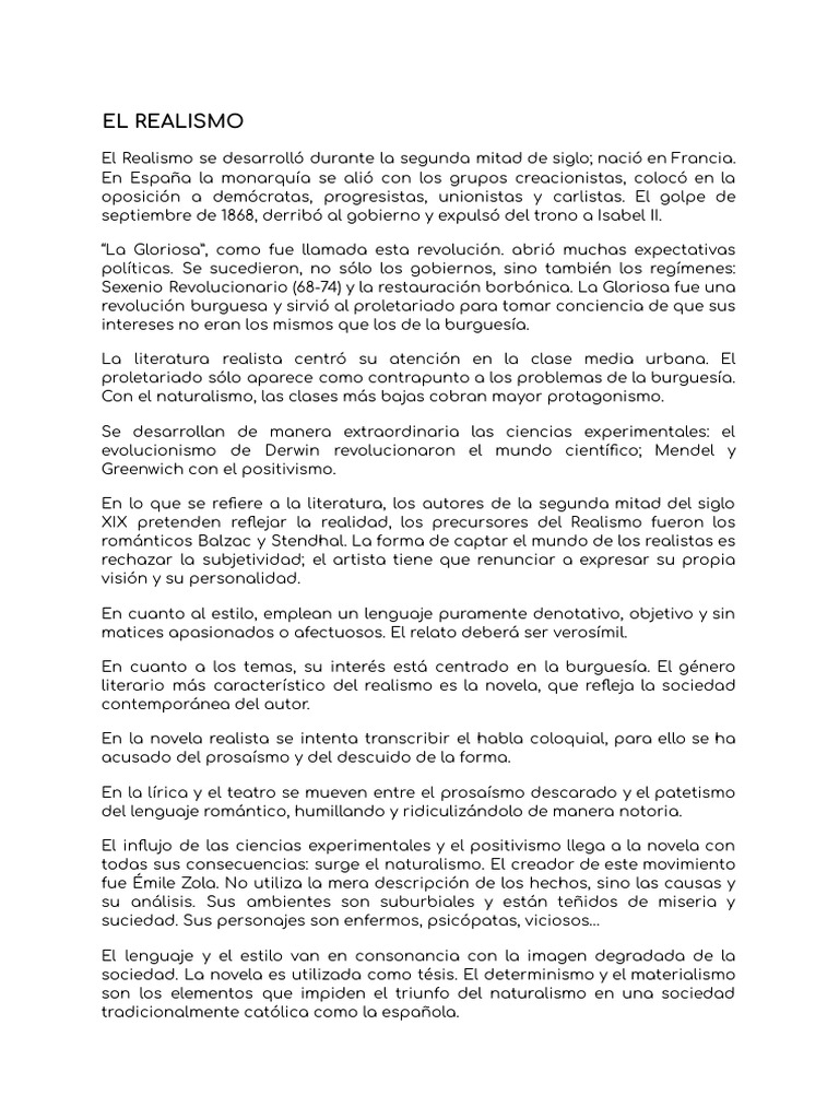 El Realismo | PDF | Realismo literario | Novelas