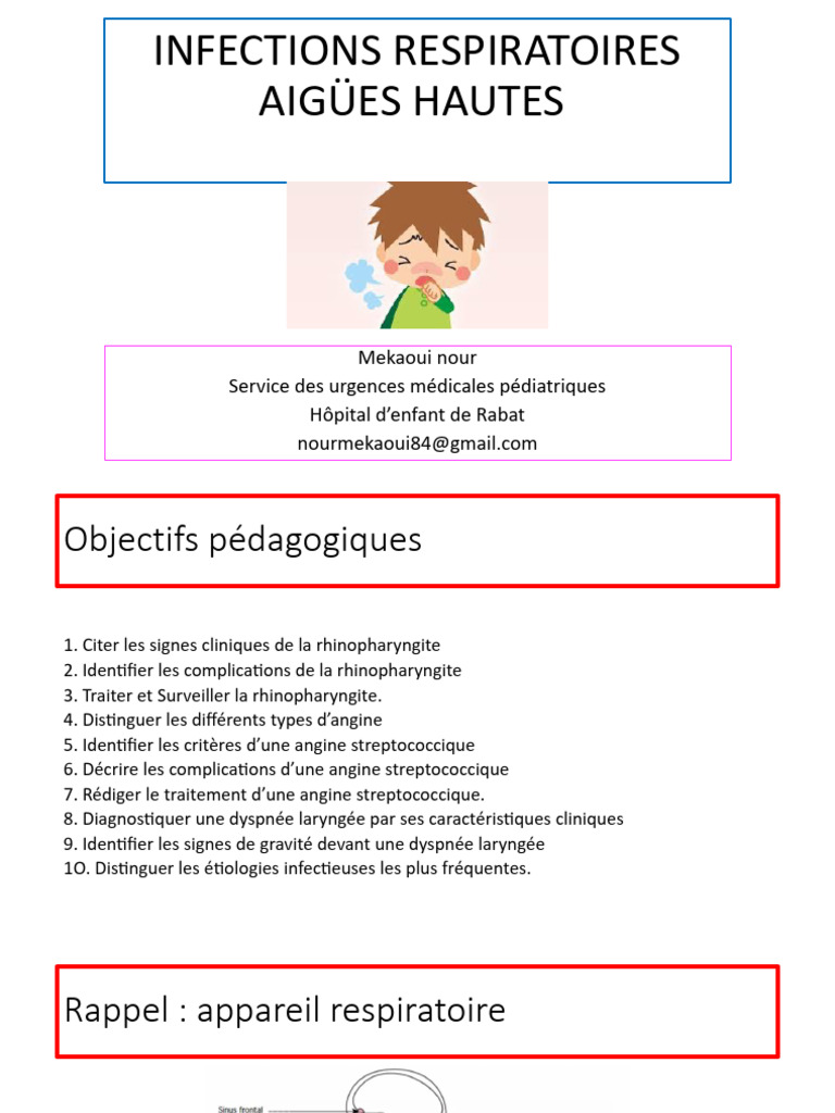 Infections respiratoires aiguës chez l'enfant | PDF | Rhume | Maladies ...