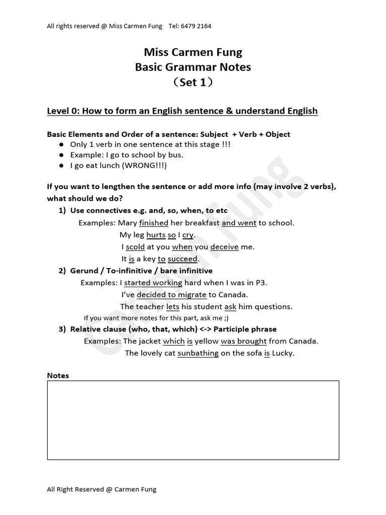 Basic Grammar Note_1 | PDF | Verb | Sentence (Linguistics)
