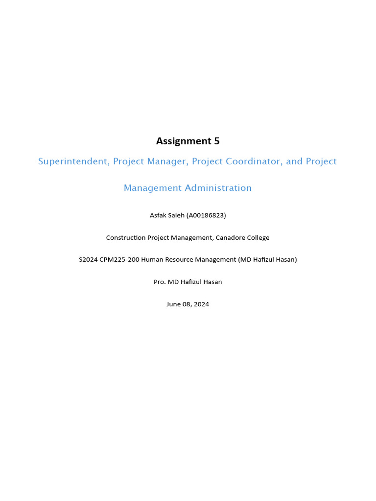 Assignment 5 | PDF | Project Management | Business