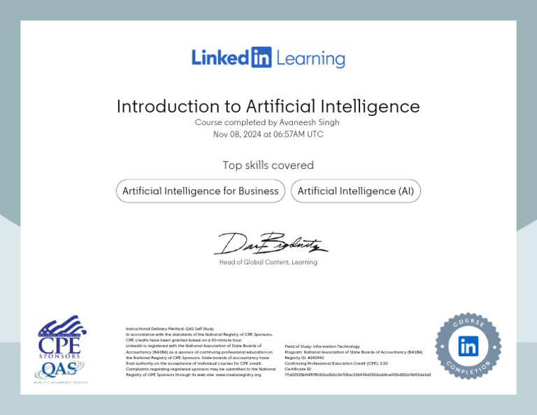 Introduction To Ai Course Completion Pdf
