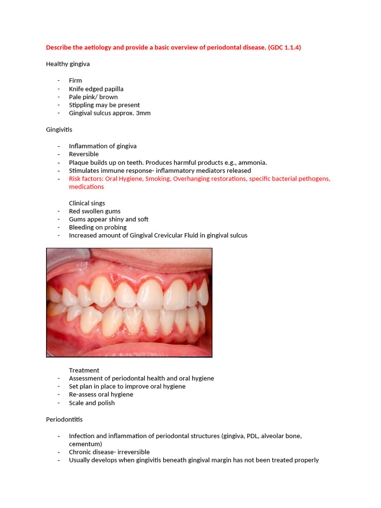 Overview of Periodontal Disease Aetiology | PDF | Periodontology | Oral ...