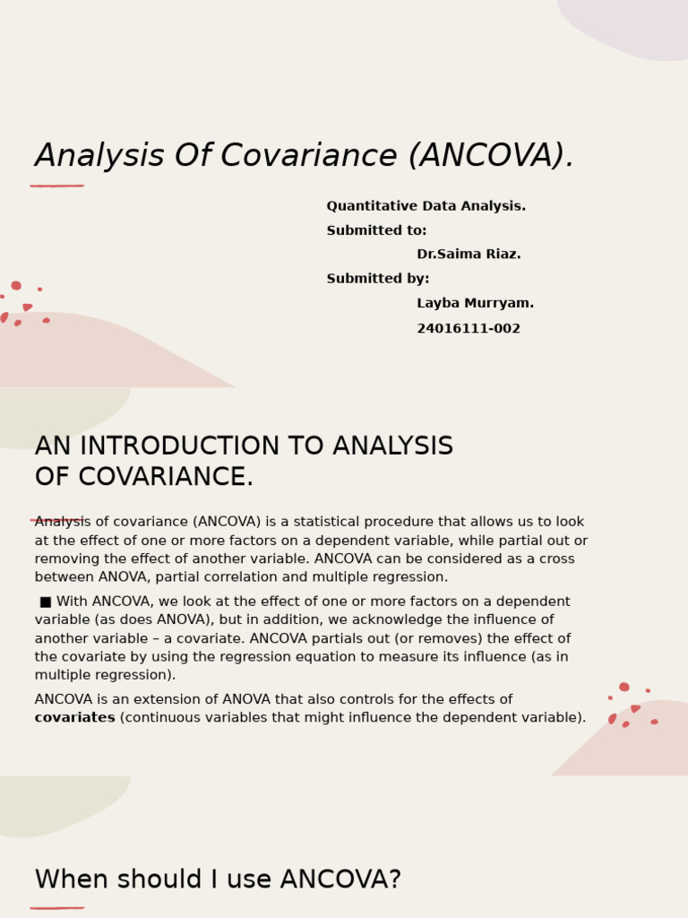 Introduction to ANCOVA Analysis | PDF | Analysis Of Covariance ...