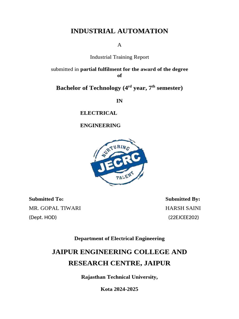 7 sem report_merged | PDF | Electric Motor | Inductor