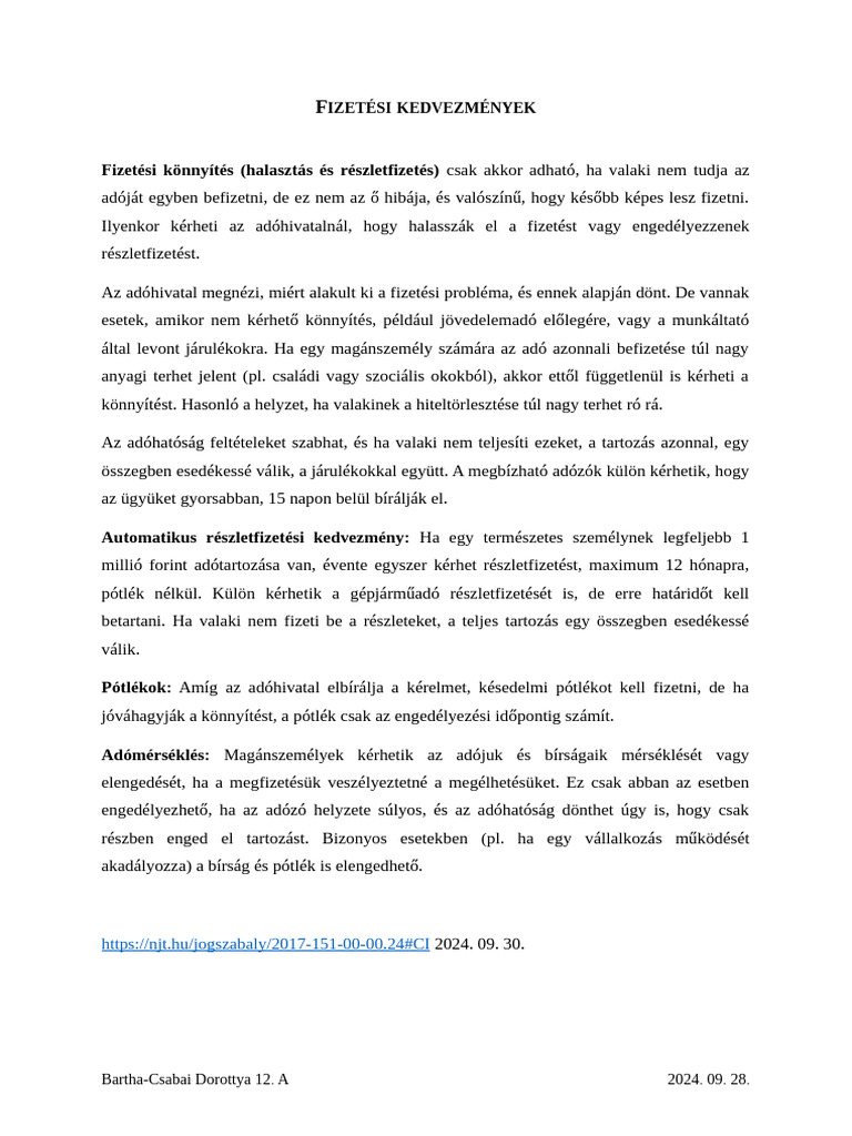 Fizetési Kedvezmények | PDF