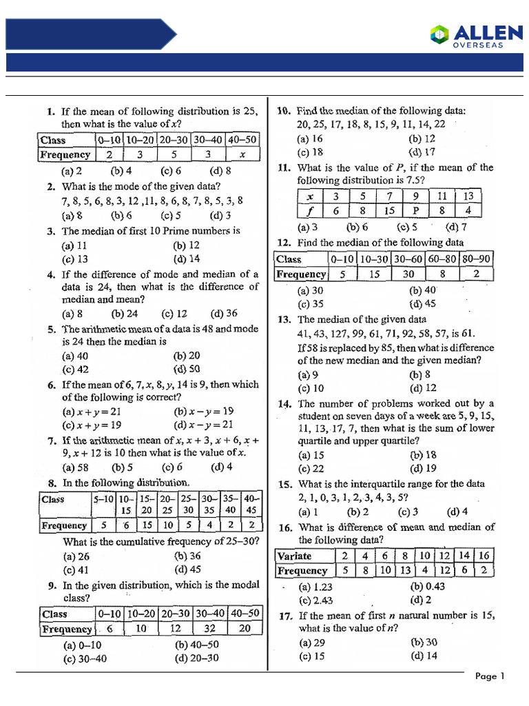 Class X Mathematics Statistics Assignment | PDF