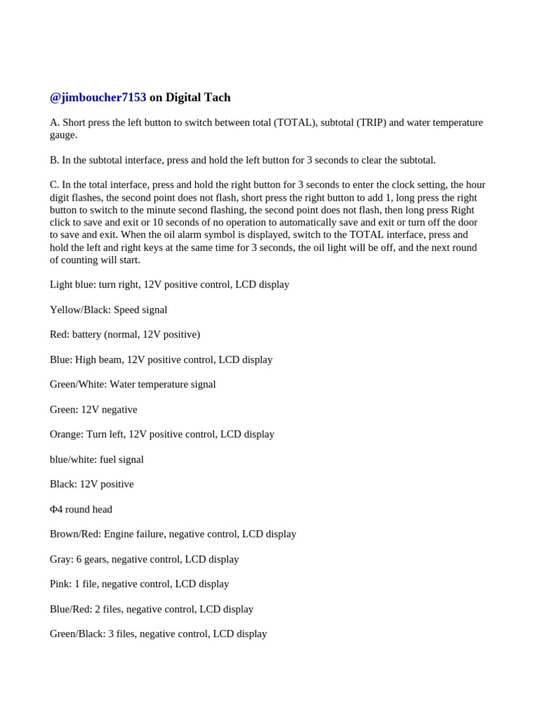 Digital Tach Instructions | PDF