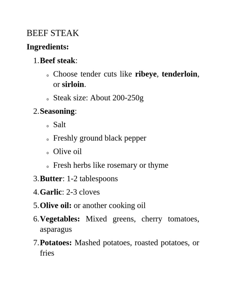 Perfect Beef Steak Recipe Guide | PDF
