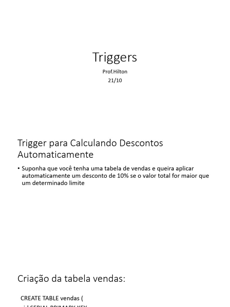 Triggers para Descontos e Status de Pedidos | PDF | SQL