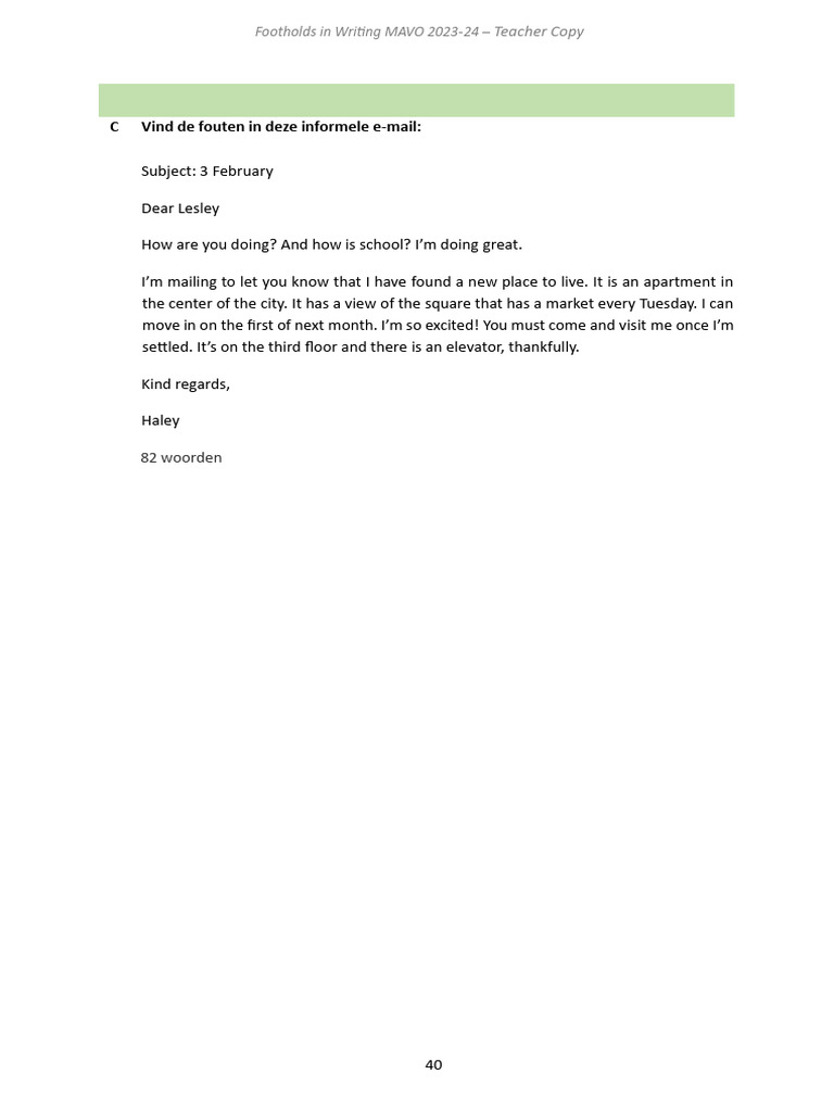 Informele E-Mail Vind de Fouten. | PDF