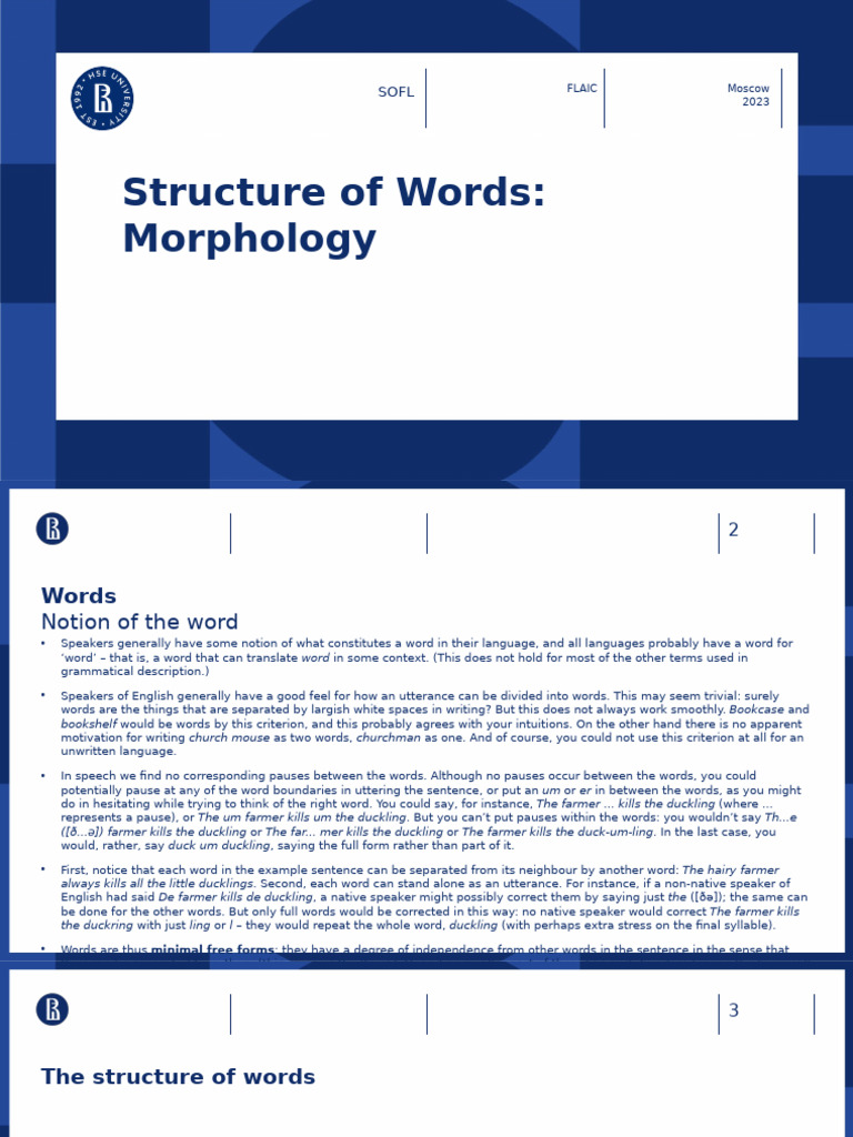 Structure of Words | PDF | Word | Morphology (Linguistics)