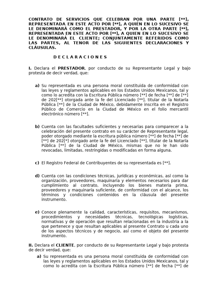 Draft C. Prestacion de Servicios | PDF | México | Ley común