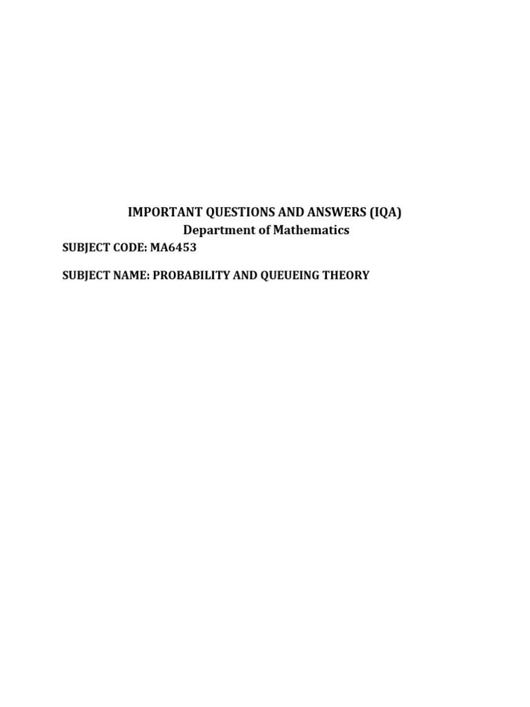 Probability and Queueing Theory Guide | PDF | Markov Chain ...