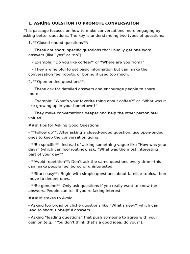 Engaging Conversations: Tips & Techniques | PDF | Nonverbal ...