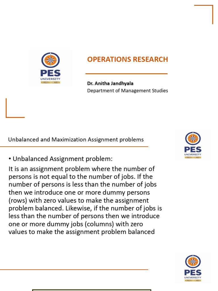 Unbalanced & Maximization Assignment Problems | PDF