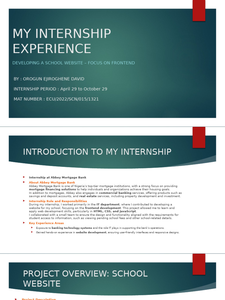 My Internship Experience | PDF | Websites | Responsive Web Design
