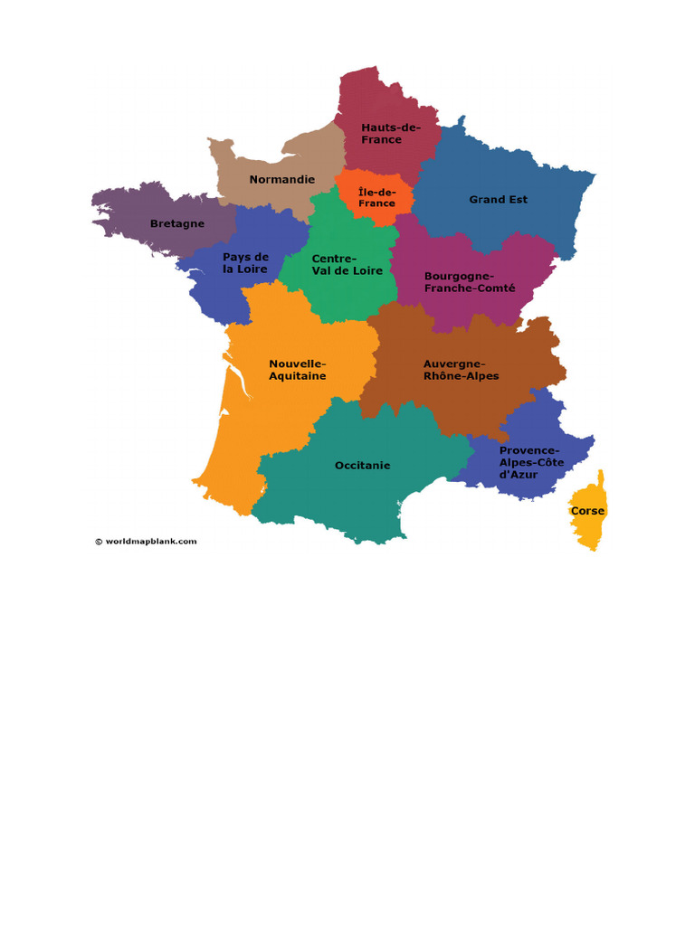 Labeled Map of France With Regions NO Capitals | PDF