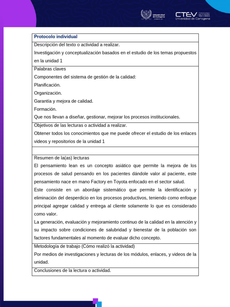 Gestion de La Calidad en Los Servicios de Salud PLANTILLA PROTOCOLO ...