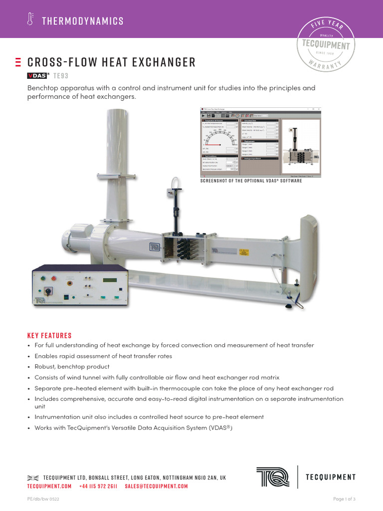 TE93 Cross Flow Heat Exchanger Datasheet | PDF | Physical Chemistry ...