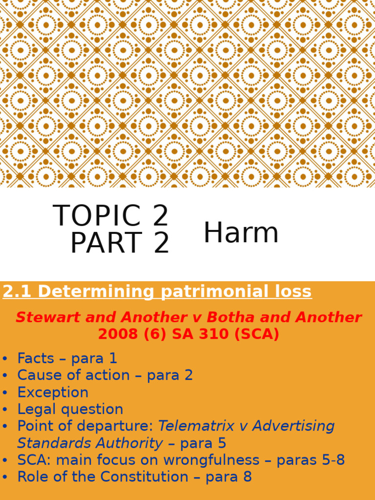 Topic 2 part 2 - Harm | PDF | Negligence | Common Law