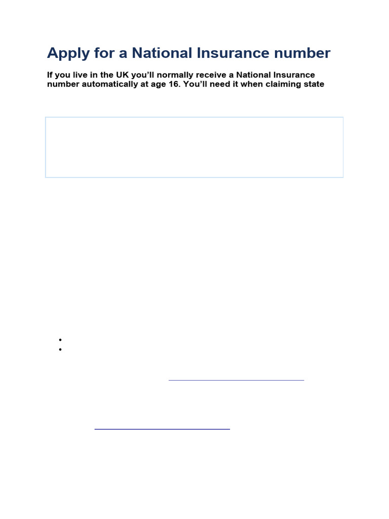 Apply For A National Insurance Number | PDF | Identity Document