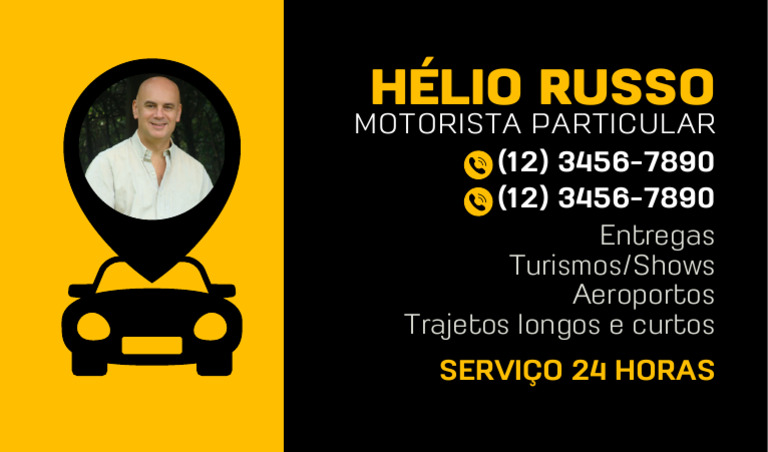 Cartão de Visita para Motorista Particular Simples Preto | PDF