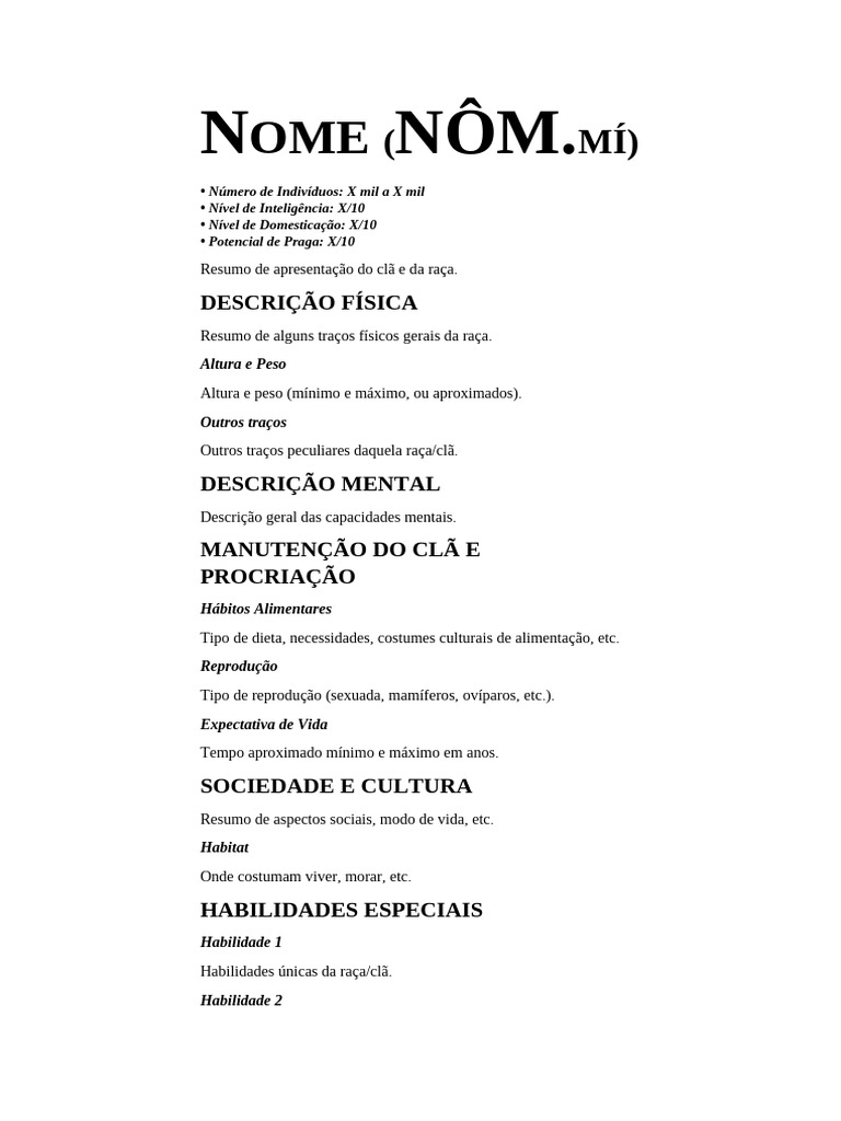 0 - Modelo de Clã | PDF