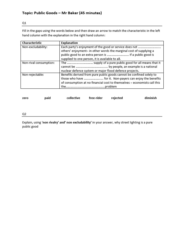 20a Public Goods Pdf Microeconomics Economics