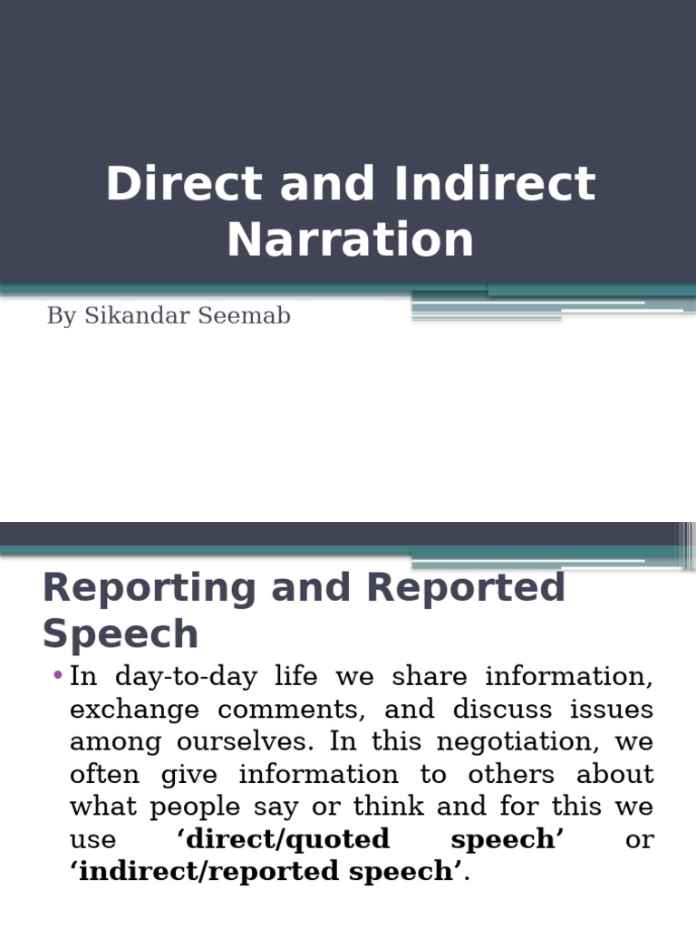 Direct and Indirect Narration New | PDF | Perfect (Grammar) | Language ...