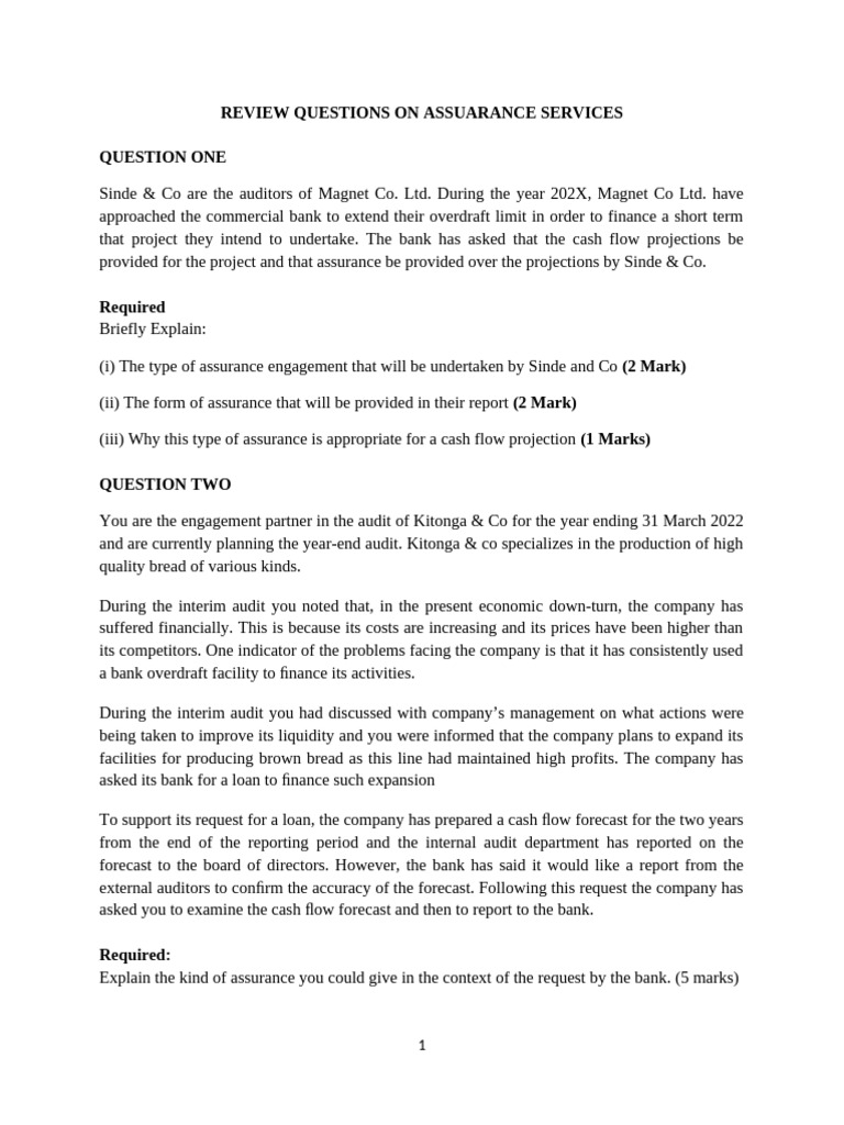 Assurance Services Pdf Audit Auditor S Report