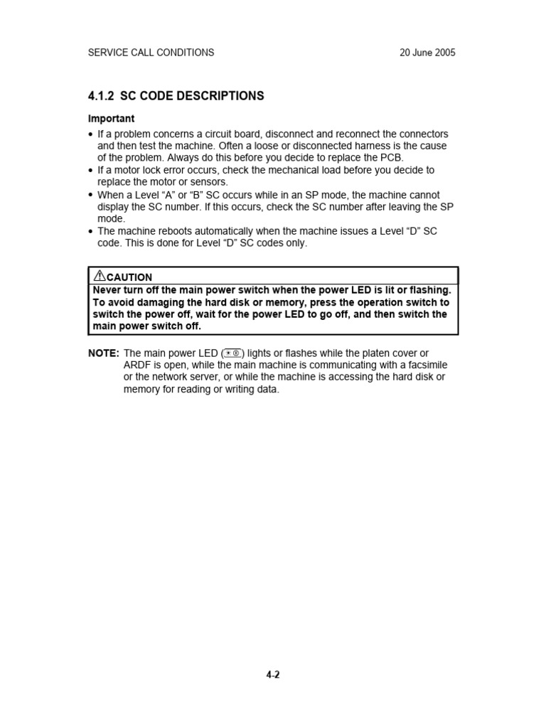 Service Call Code Troubleshooting Guide | PDF | Image Scanner | Light ...