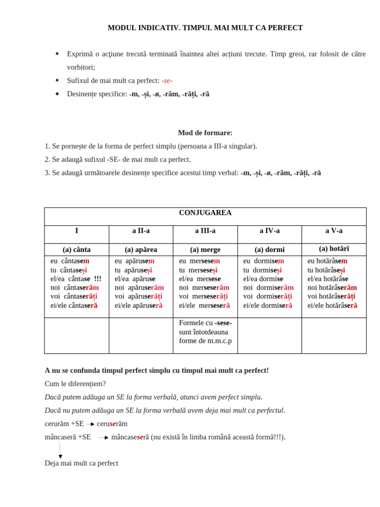 MODUL INDICATIV - Mai Mult Ca Perfectul | PDF