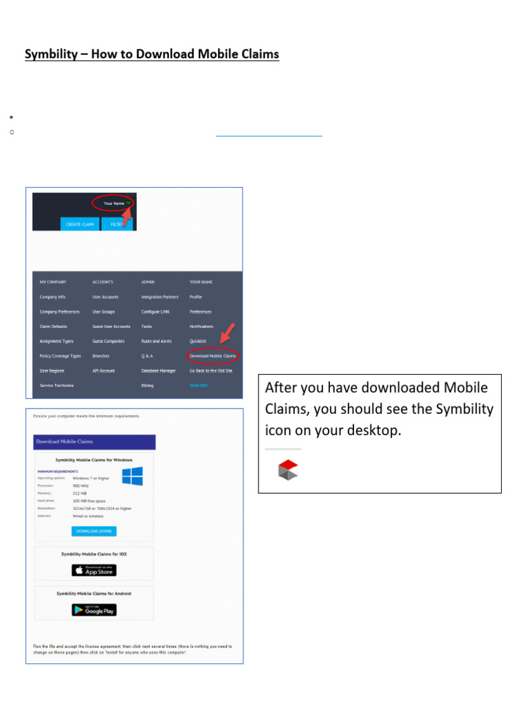 Downloading Symbility Mobile Claims | PDF